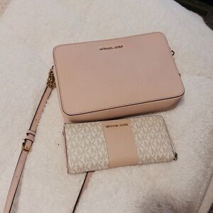 Michael Kors Pink Crossbody Bag and Wallet Set